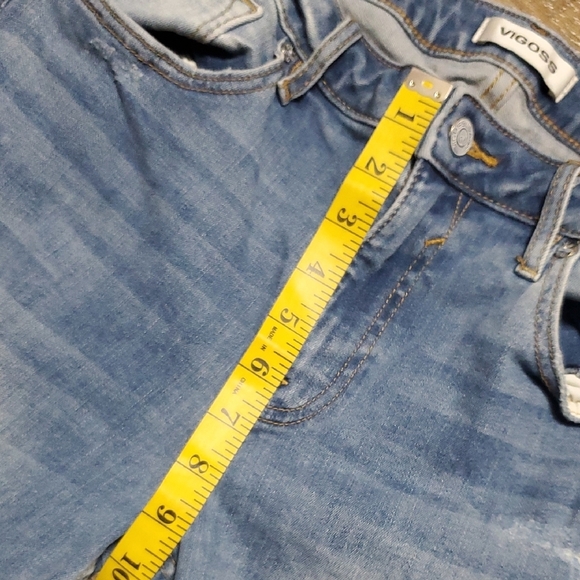 Vigoss Thompson Tomboy Blue Skinny Jeans with Distressed Fading - Picture 7 of 11